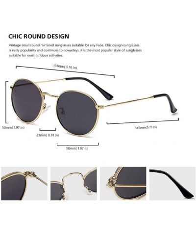 Small Round Polarized Sunglasses Retro Men Women Mirrored Lens Metal Frame Circle Sun Glasses Shades - C418RMRSMX2 $11.55 Round