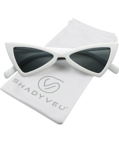 Small Retro Triangle Cat Eye Sunglasses Exaggerated High Pointed Slim Narrow Chic Mod Fashion Shades - White - CH18G7W66DM $1...