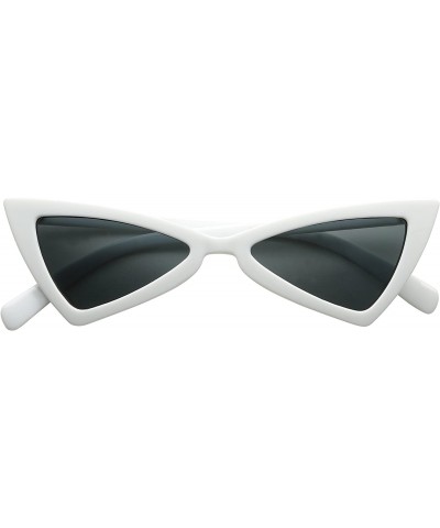 Small Retro Triangle Cat Eye Sunglasses Exaggerated High Pointed Slim Narrow Chic Mod Fashion Shades - White - CH18G7W66DM $1...