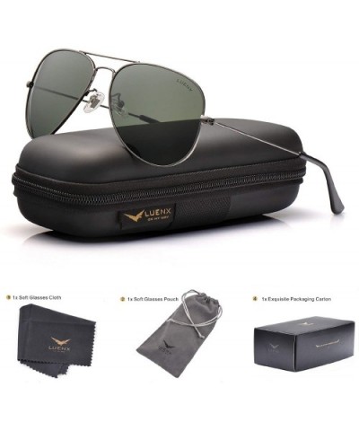 Aviator Sunglasses Polarized for Men Women-Mirror/Non-mirror UV400 with Case - 17 Gray Green - CO18SQ6Q3ZZ $13.97 Sport
