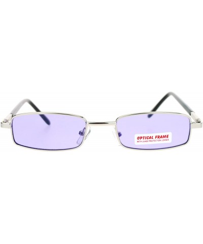 Extra Small Mens Rectangular Metal Rim Classic Color Lens Sunglasses - Silver Purple - CI11J5JP45F $8.79 Round