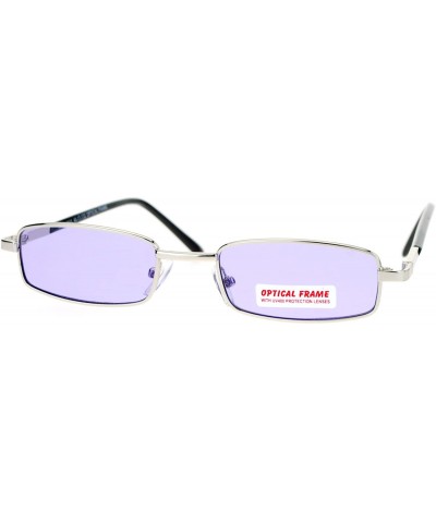 Extra Small Mens Rectangular Metal Rim Classic Color Lens Sunglasses - Silver Purple - CI11J5JP45F $8.79 Round