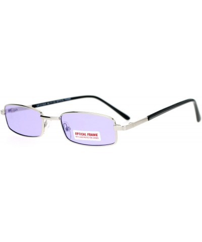 Extra Small Mens Rectangular Metal Rim Classic Color Lens Sunglasses - Silver Purple - CI11J5JP45F $8.79 Round