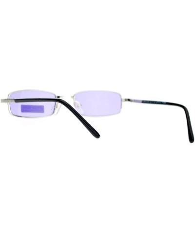 Extra Small Mens Rectangular Metal Rim Classic Color Lens Sunglasses - Silver Purple - CI11J5JP45F $8.79 Round