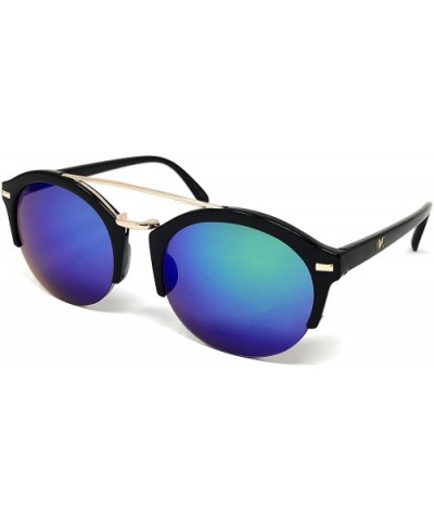 Unisex Women Men Fashion Sunglasses 100% UV Protection - See Shapes & Colors - Black Gold - CI18CCXI409 $13.35 Round