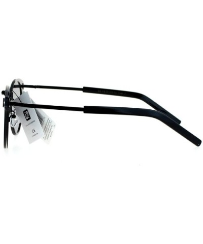 Rimless Futuristic Half Horn Rim Hipster Sunglasses - All Black - CE12CJL0TLJ $7.64 Wayfarer
