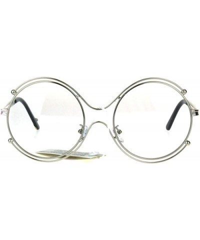 Womens Art Deco Futurism Oversize Round Funky Eye Glasses - Silver - C2183GRHT4Y $6.72 Round