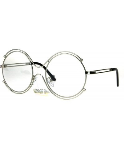 Womens Art Deco Futurism Oversize Round Funky Eye Glasses - Silver - C2183GRHT4Y $6.72 Round