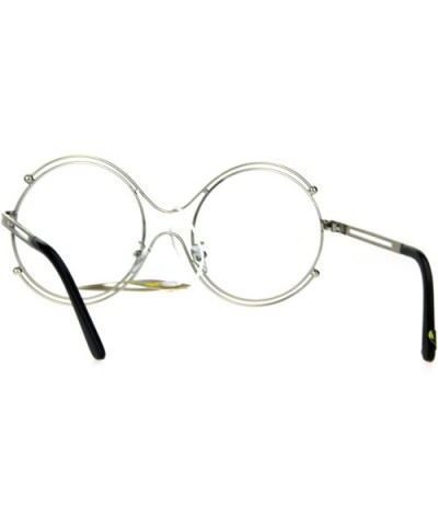 Womens Art Deco Futurism Oversize Round Funky Eye Glasses - Silver - C2183GRHT4Y $6.72 Round