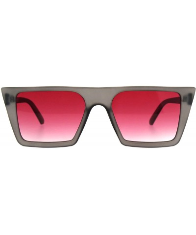 Retro Modern Womens Sunglasses Flat Top Rectangular Trapezoid Frame UV 400 - Grey (Fuchsia) - CS18009T5AI $8.28 Rectangular