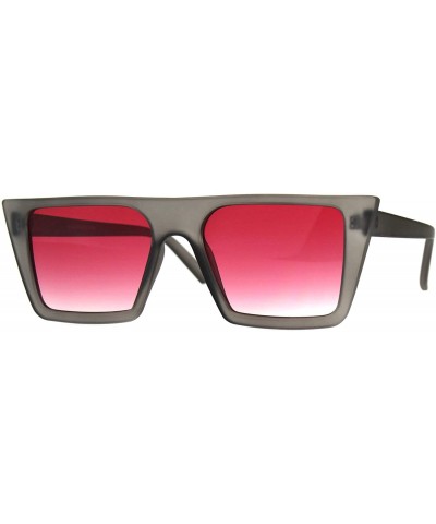 Retro Modern Womens Sunglasses Flat Top Rectangular Trapezoid Frame UV 400 - Grey (Fuchsia) - CS18009T5AI $8.28 Rectangular