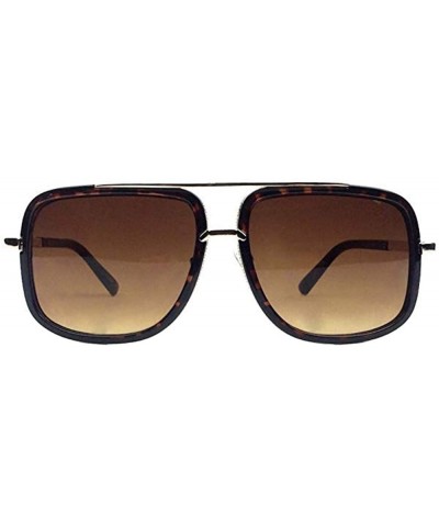 Mach Designer Square Aviator Men Women Sunglasses - Brown Lens - Tortoise Frame - C218OIENSRU $5.17 Aviator