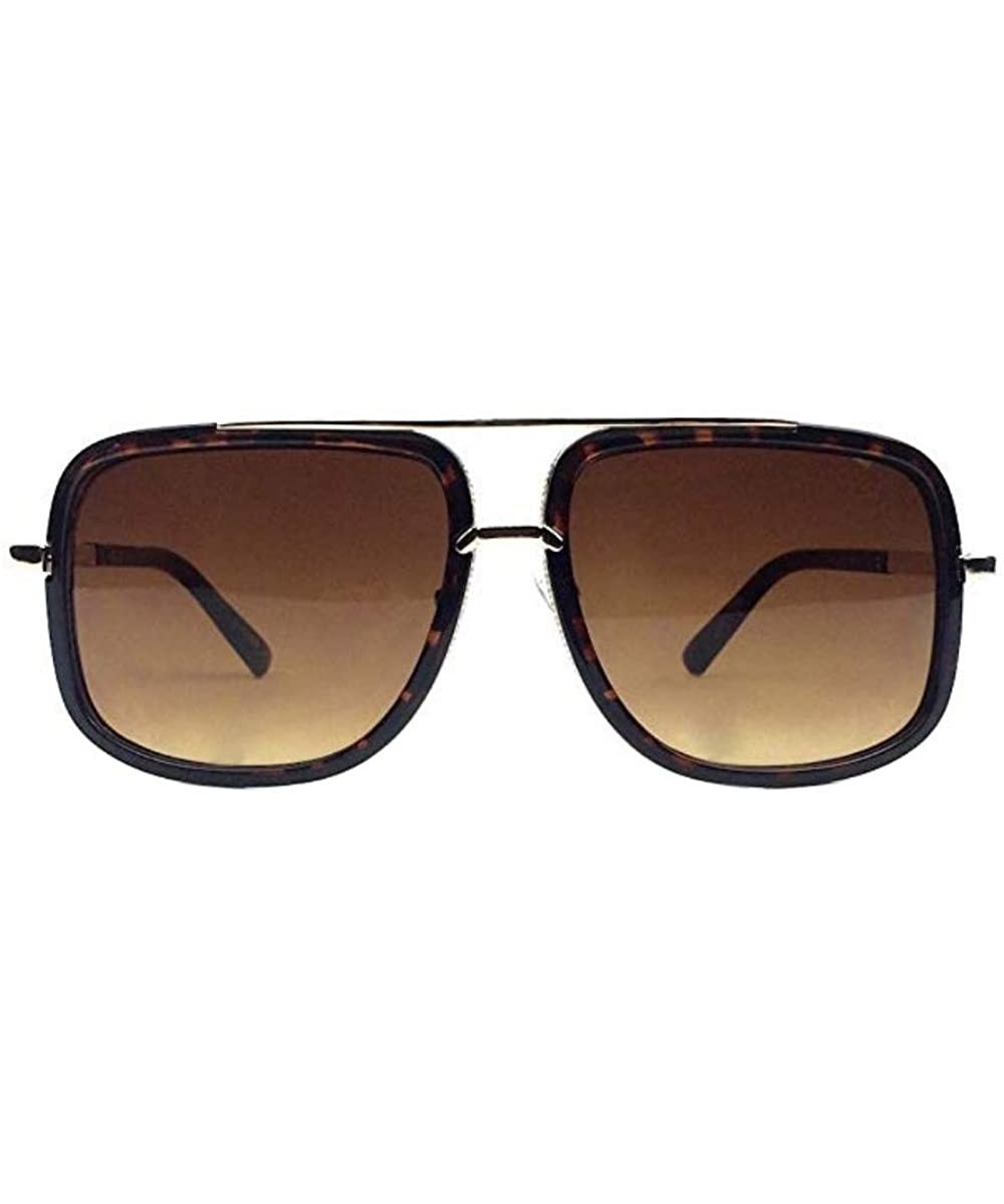 Mach Designer Square Aviator Men Women Sunglasses - Brown Lens - Tortoise Frame - C218OIENSRU $5.17 Aviator