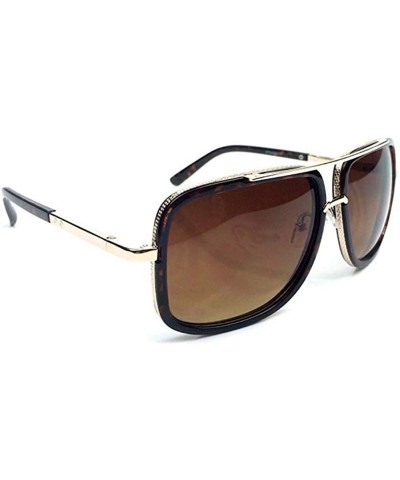 Mach Designer Square Aviator Men Women Sunglasses - Brown Lens - Tortoise Frame - C218OIENSRU $5.17 Aviator