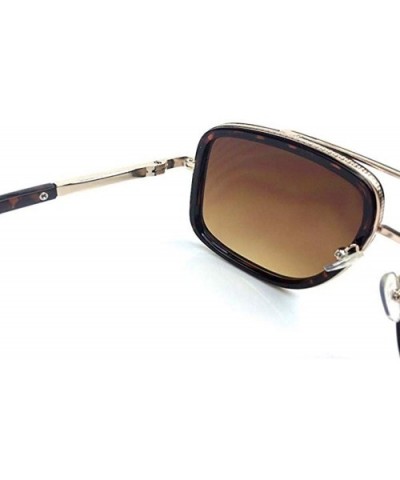 Mach Designer Square Aviator Men Women Sunglasses - Brown Lens - Tortoise Frame - C218OIENSRU $5.17 Aviator