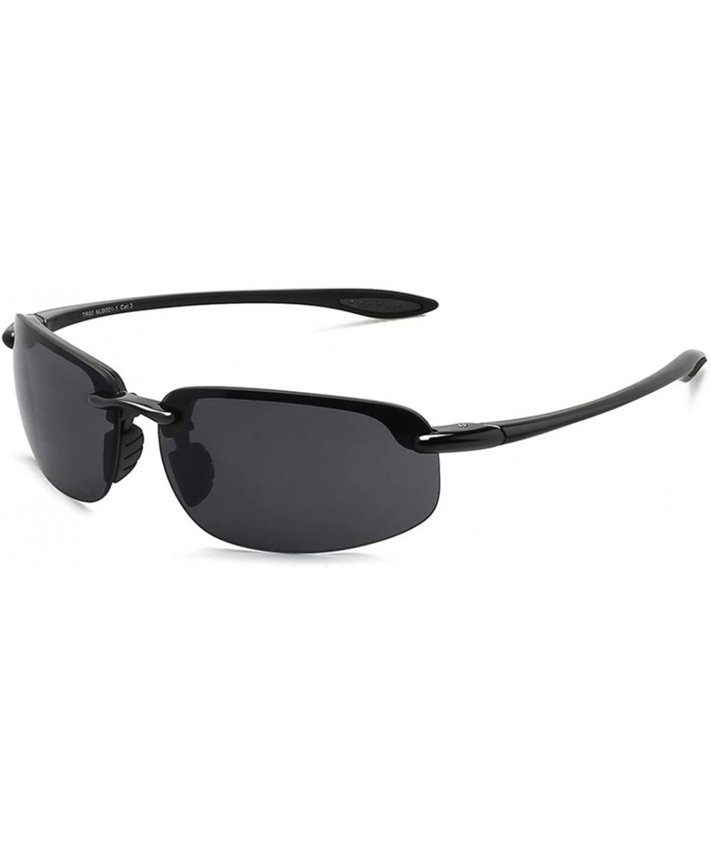 Sunglasses Men Classic Rimless Driving Hiking Women's TR90 Material UV400 Male - C1 Black Gray - CL18M3MX0X2 $27.36 Rimless