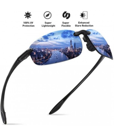 Sunglasses Men Classic Rimless Driving Hiking Women's TR90 Material UV400 Male - C1 Black Gray - CL18M3MX0X2 $27.36 Rimless