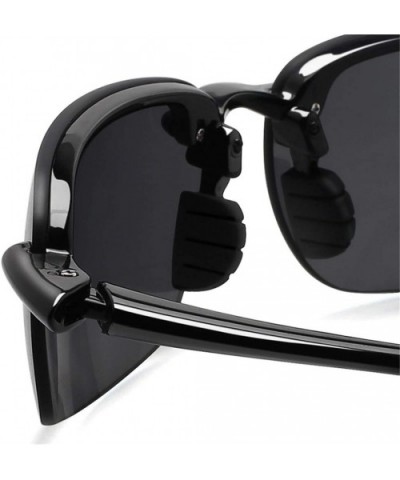 Sunglasses Men Classic Rimless Driving Hiking Women's TR90 Material UV400 Male - C1 Black Gray - CL18M3MX0X2 $27.36 Rimless