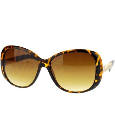 Womens Metal Chain Oversized Large Butterfly Designer Fashion Sunglasses - Tortoise - CV11NV5C4SJ $5.85 Butterfly