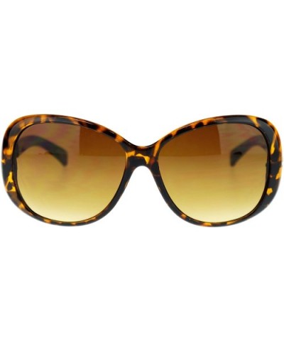 Womens Metal Chain Oversized Large Butterfly Designer Fashion Sunglasses - Tortoise - CV11NV5C4SJ $5.85 Butterfly