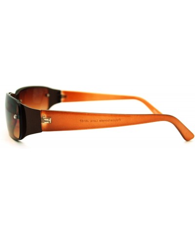 Small Narrow Rectangular Rimless Fashion Unisex Sunglasses - Brown - CE187QX42XE $9.02 Rectangular