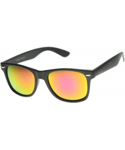 8025-05 Retro Matte Black Horned Rim Flash Colored Lens Sunglasses- Classic - Black / Magenta- 50mm - CO122QV6MSV $8.91 Semi-...