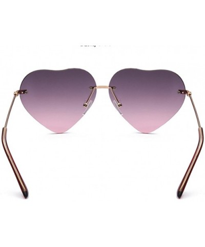 Framless Heart Shaped Cupid Sunglasses for Women Gradient Lens Eyewear - Gray - C918E2ZZNZG $9.94 Rimless