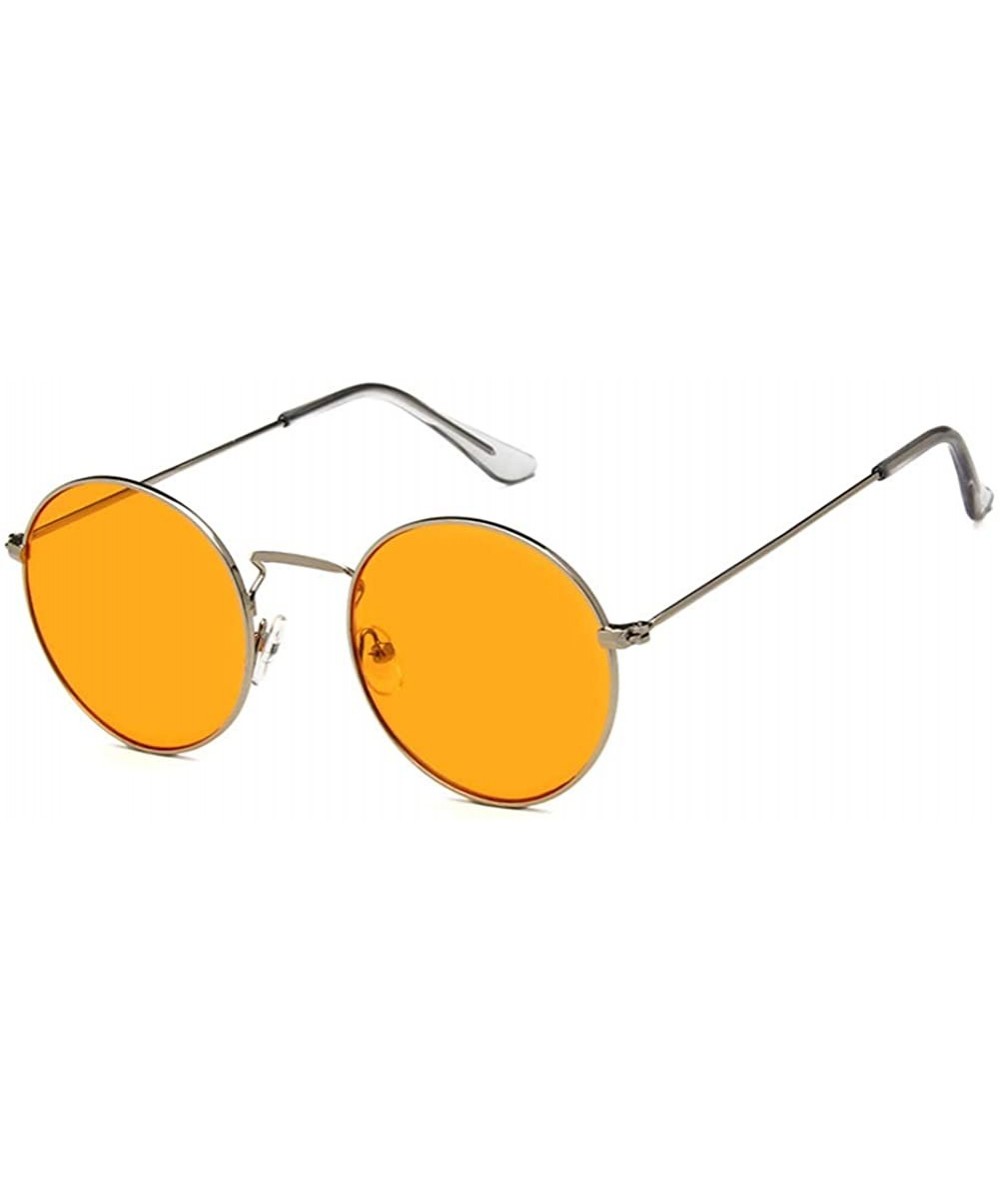 Unisex Sunglasses Retro Gold Red Drive Holiday Round Non-Polarized UV400 - Silver Orange - CQ18REA6YZR $6.19 Round