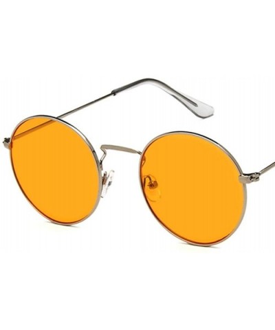 Unisex Sunglasses Retro Gold Red Drive Holiday Round Non-Polarized UV400 - Silver Orange - CQ18REA6YZR $6.19 Round