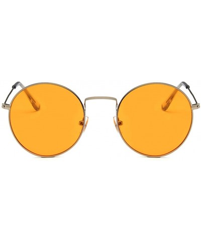 Unisex Sunglasses Retro Gold Red Drive Holiday Round Non-Polarized UV400 - Silver Orange - CQ18REA6YZR $6.19 Round