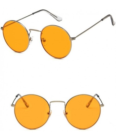 Unisex Sunglasses Retro Gold Red Drive Holiday Round Non-Polarized UV400 - Silver Orange - CQ18REA6YZR $6.19 Round