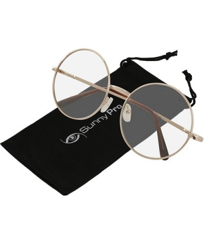 Clear Lens Glasses Round Sunglasses For Women and Men Circle Sun Glasses UV400 - Gold Frame/Clear Lens - CO18C4HM9CI $6.06 Round