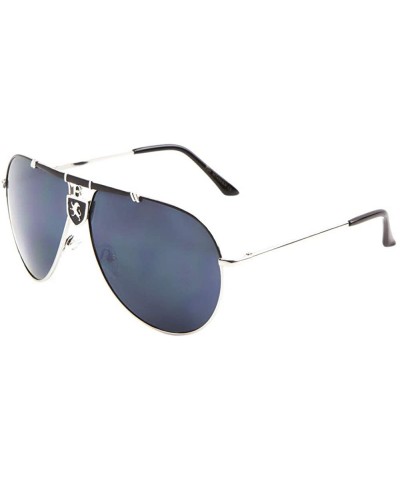 Color Shield Enforced Top Bar Round Aviator Sunglasses - Black Silver - CG199D4UEA3 $12.47 Round
