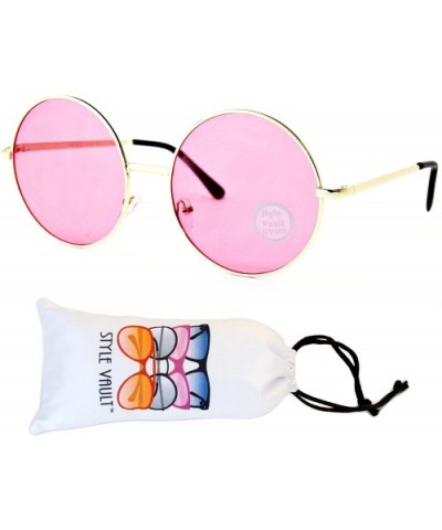V3040-vp Metal Oversize Round Sunglasses (60mm Lens) - B1696f Gold-candy Pink - CC12CYCABB5 $6.11 Oversized