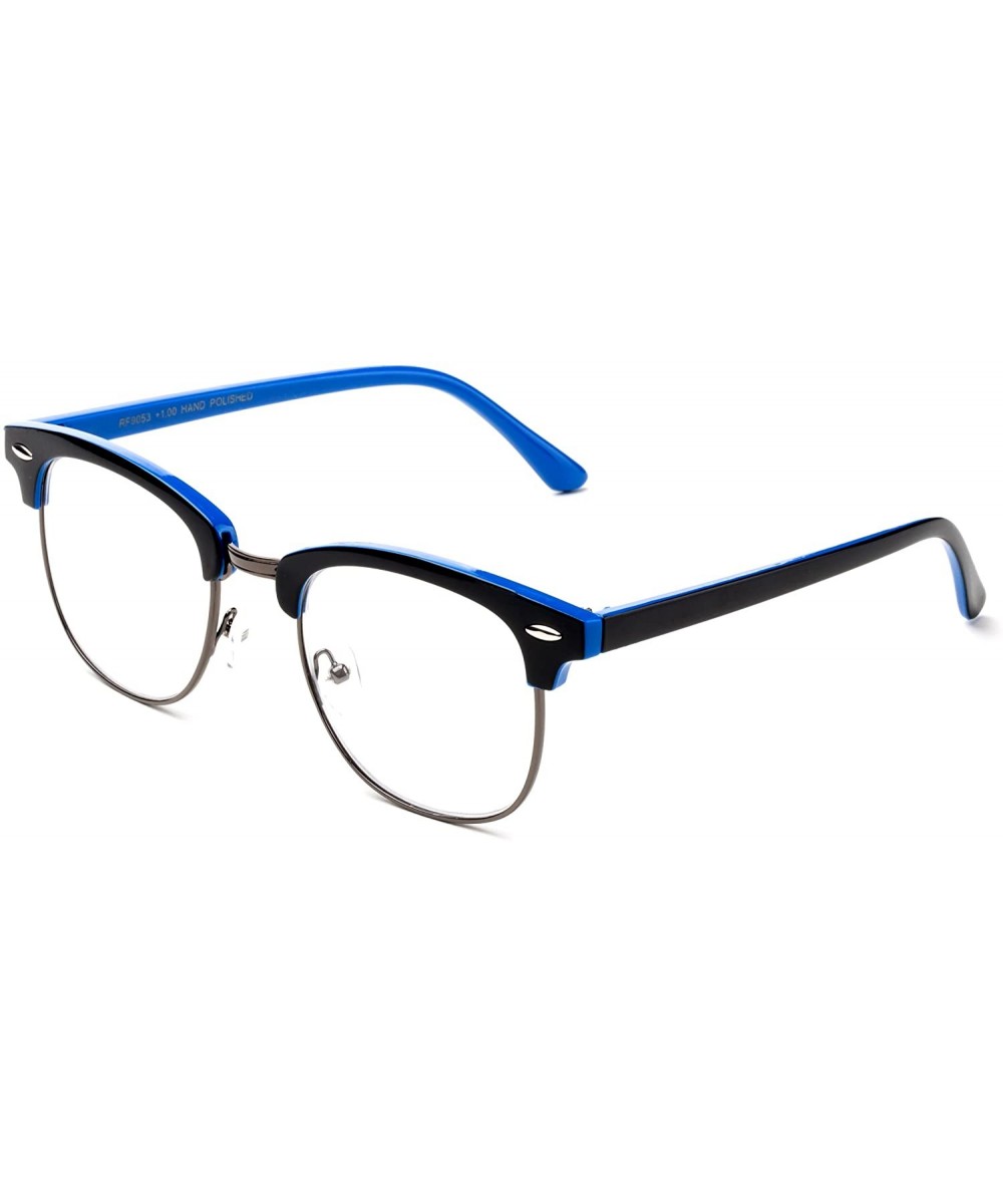 Babo" Slim Oval Style Celebrity Fashionista Pattern Temple Reading Glasses Vintage - Black/Blue - CA182DQL5AT $5.16 Round