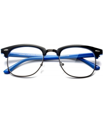 Babo" Slim Oval Style Celebrity Fashionista Pattern Temple Reading Glasses Vintage - Black/Blue - CA182DQL5AT $5.16 Round