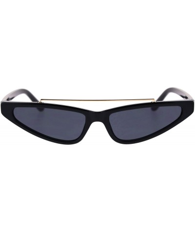 Womens Narrow Triangular Flat Top Metal Bridge Plastic Cateye Sunglasses - All Black - C218R520I5Q $6.74 Rectangular
