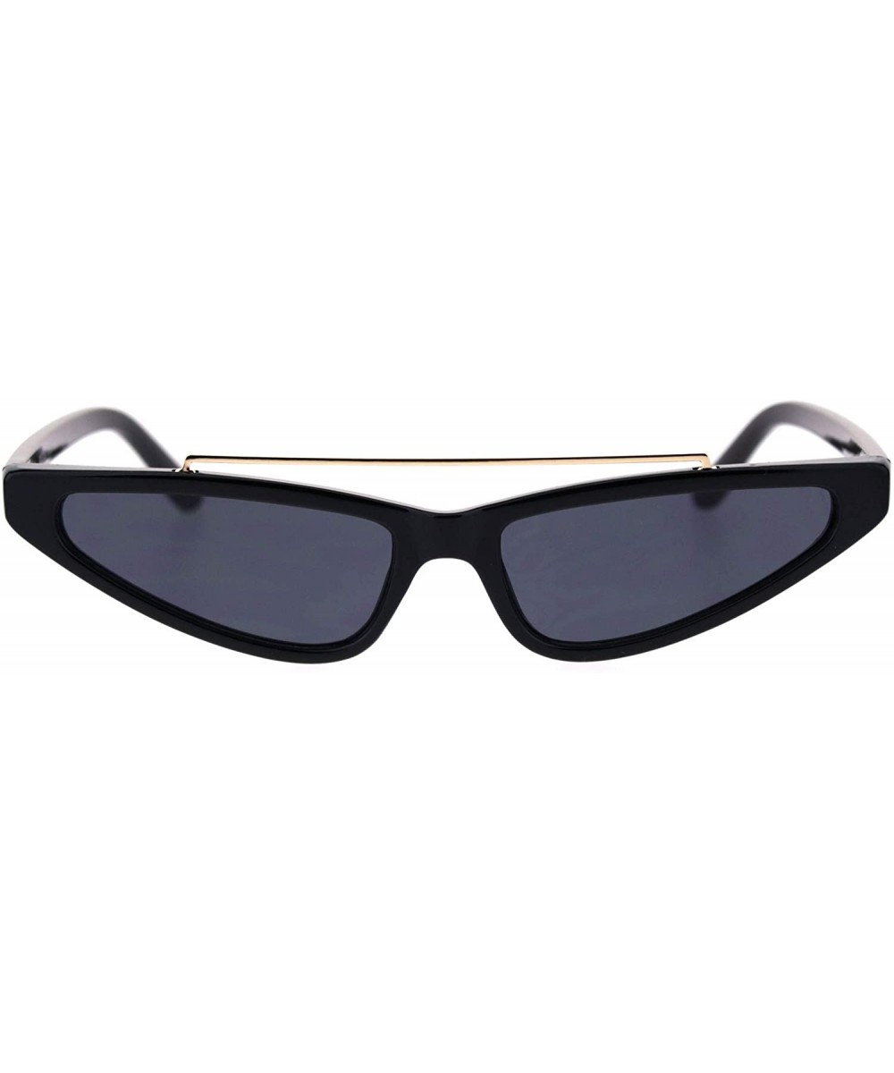 Womens Narrow Triangular Flat Top Metal Bridge Plastic Cateye Sunglasses - All Black - C218R520I5Q $6.74 Rectangular