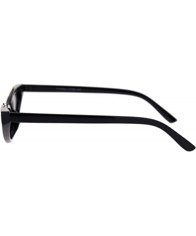 Womens Narrow Triangular Flat Top Metal Bridge Plastic Cateye Sunglasses - All Black - C218R520I5Q $6.74 Rectangular