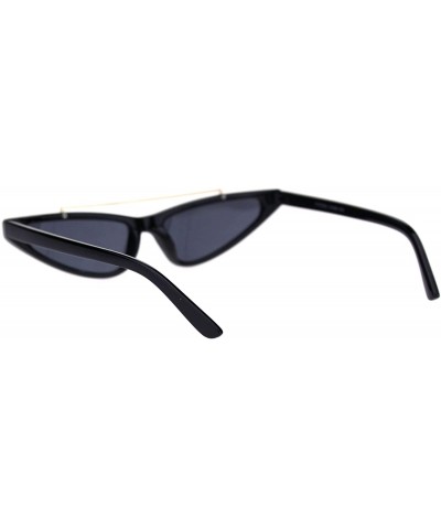 Womens Narrow Triangular Flat Top Metal Bridge Plastic Cateye Sunglasses - All Black - C218R520I5Q $6.74 Rectangular