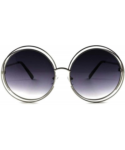 Retro Fashion Stylish Large Oversized Chic Womens Circle Round Sunglasses - Black - CX18XGYZ0NO $5.62 Oversized