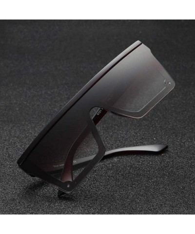 Male Flat Top Sunglasses Men Brand Black Square Shades UV400 Gradient Sun Glasses Cool One Piece Designer - CX1985E2TDZ $29.6...