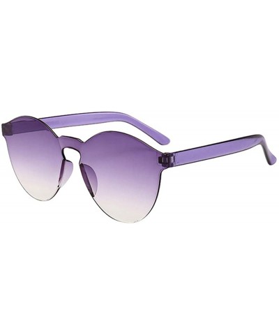 Women Men Fashion Clear Retro Sunglasses Outdoor Frameless Eyewear Glasses - Purple a - CA196HEQQN8 $5.31 Wrap
