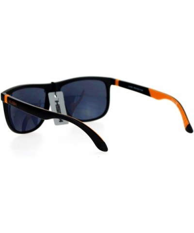 KUSH Sunglasses Thin Square Frame Rubber End Temple Matte Black - Black Orange - CX188ORMQON $6.30 Square