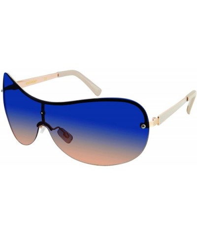 Women's 444SP Shield Sunglasses with 100% UV Protection - 135 mm - Gold/ Brown - C3180Z36ZWE $17.77 Shield