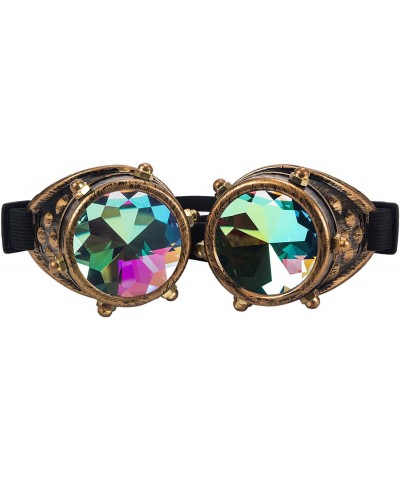Steampunk Goggles Festival Kaleidoscope Glasses with Rainbow Prism Lens - Brass - C918SZWKI59 $9.08 Round