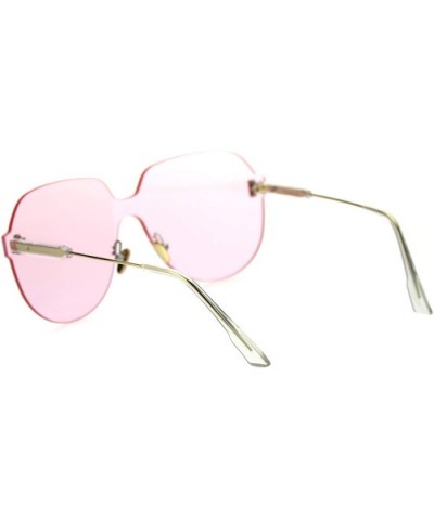 Retro Oversize Rimless Shield Minimal Panel Sunglasses - Pink - CG18SYRI4AC $9.67 Rimless
