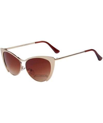 Design Women Half Frame Cat Eye Sunglasses Fashion Vintage Alloy C01 Pink - C04 Gold - CV18XDWUC2I $9.59 Cat Eye