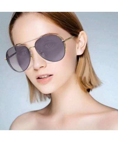 Aviator Flat Lens Sunglasses for Women Men Metal Frame UV400 Protection Sun Glasses - Green - CT194OT4MXO $8.07 Sport