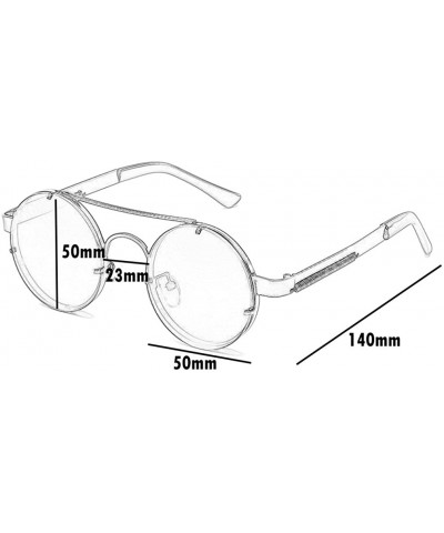 Spring Temple Rimless Oversized Punk Round Sunglasses - Black Lens/Gold Frame - C7189UDGW6D $15.06 Round